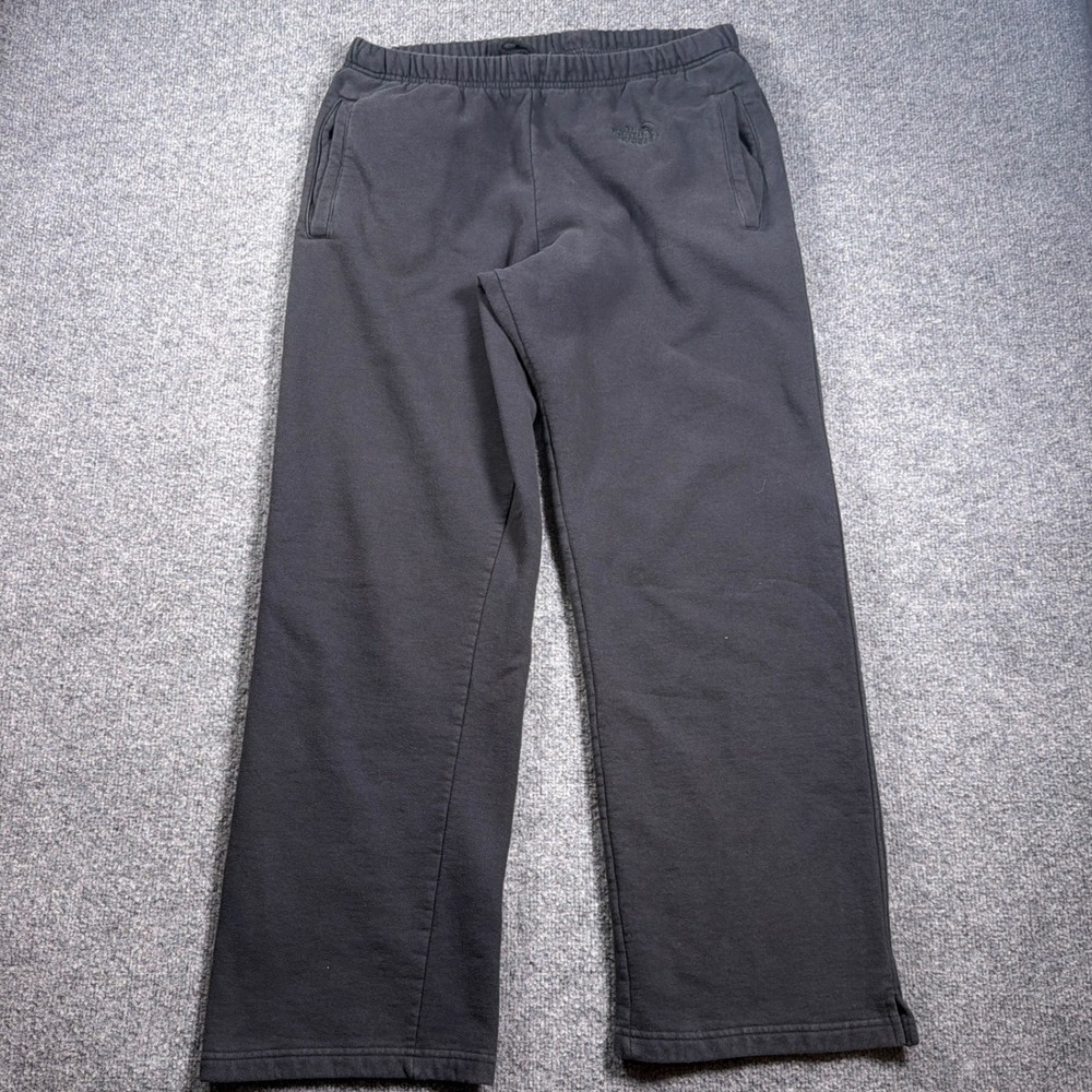 The North Face Sweatpants Wide Leg Men Large Gray Fleece Straight Leg 32x31